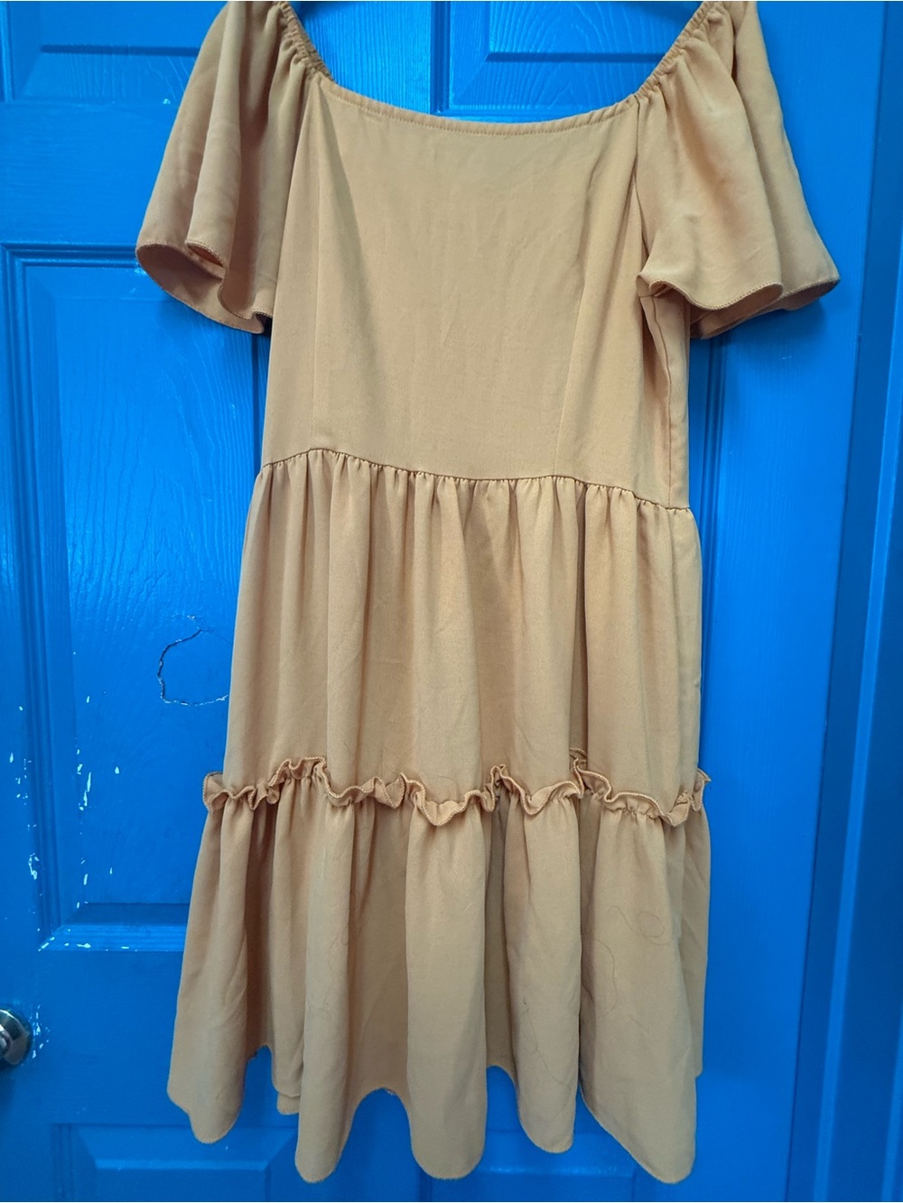 SHEIN Orange Flutter Sleeve Tiered Ruffle Dress